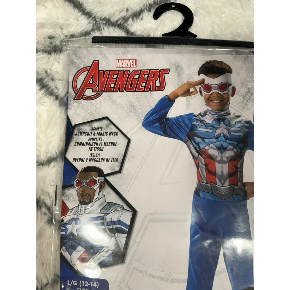 MARVEL Avengers Captain America Falcon Jumpsuit Mask Costume Child L 12-14 NEW